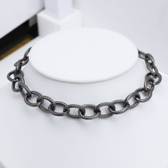 Thick Black chain Choker Necklace Adjustable - Picture 10 of 12